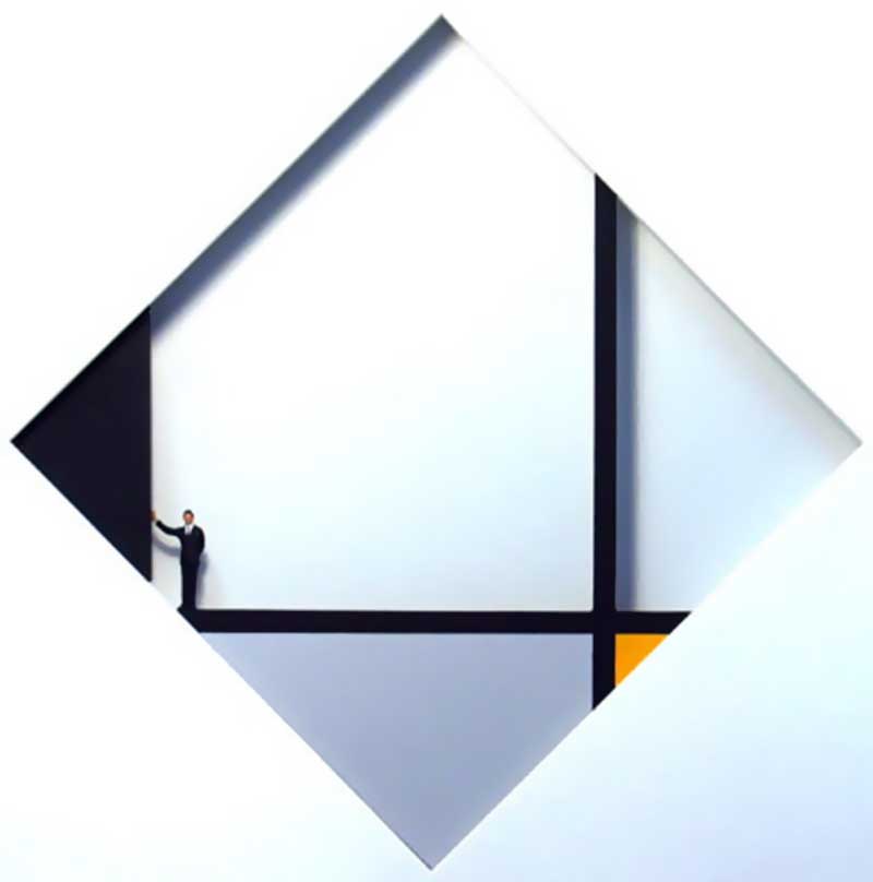 Volker Kühn - hommage à Piet Mondrian - Black-corner - Art in Boxes